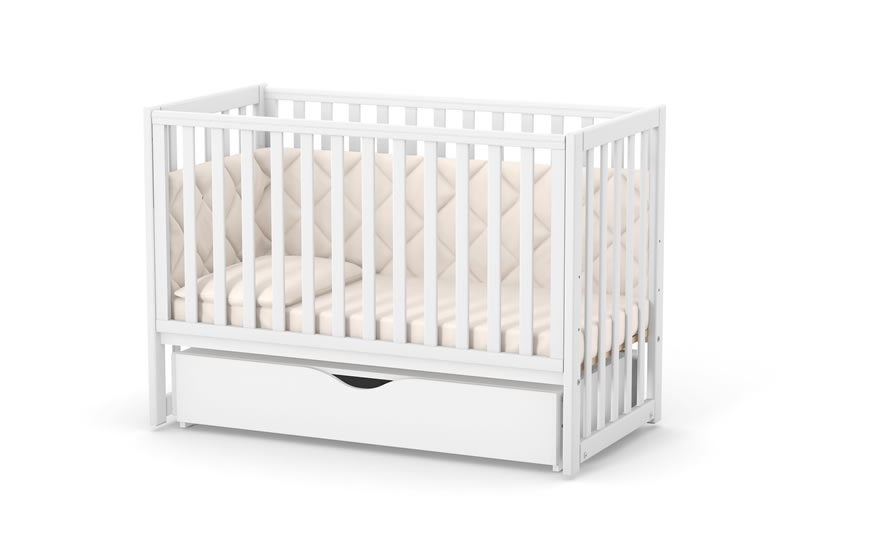 Ліжечко дитяче ЛД-13 поперечний маятник з шухлядою (колір білий)