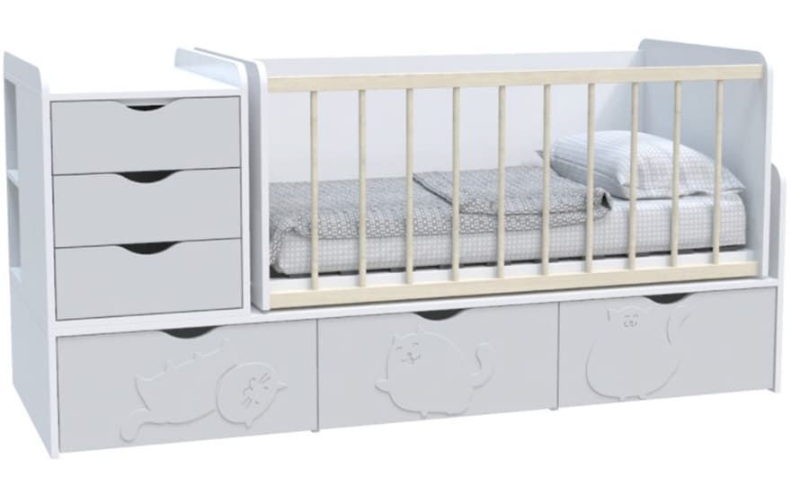 Ліжко дитяче Binky 3в1 ДС504А, попелястий софттач