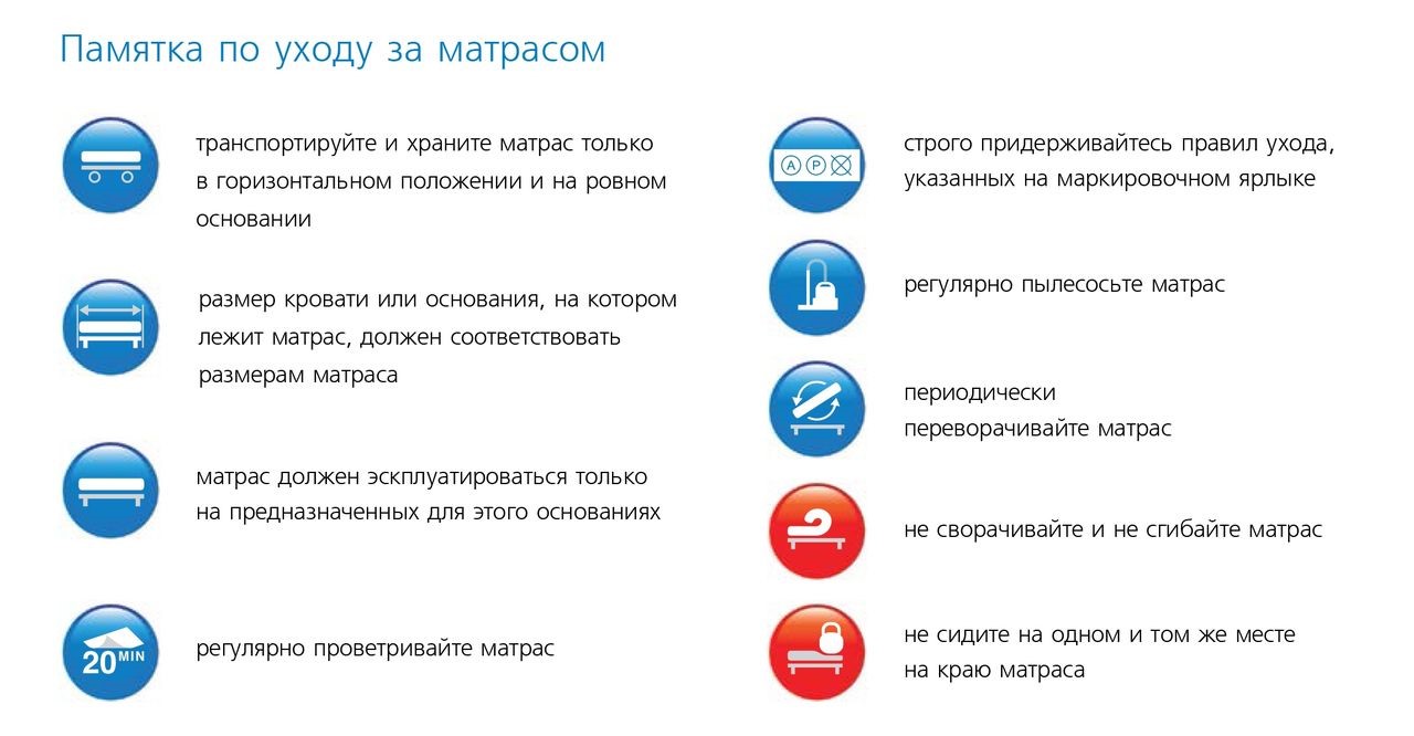 памятка по уходу за матрасом